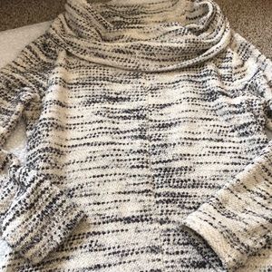 Loft Knitted Black and Cream Sweater Dress